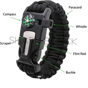 PULSERA TACTICA PARACORD NEGRA 0481B