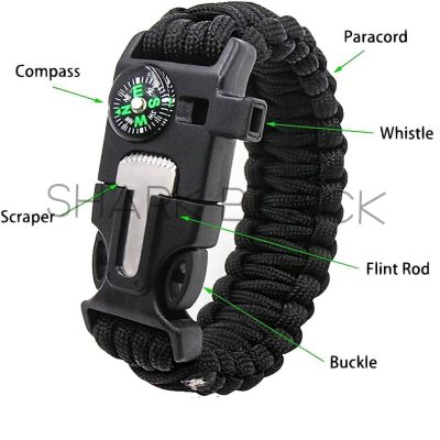 PULSERA TACTICA PARACORD NEGRA 0481B