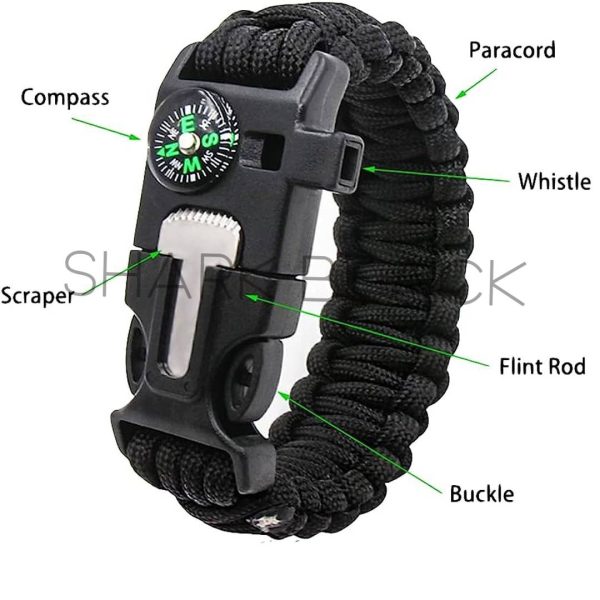 PULSERA TACTICA PARACORD NEGRA 0481B