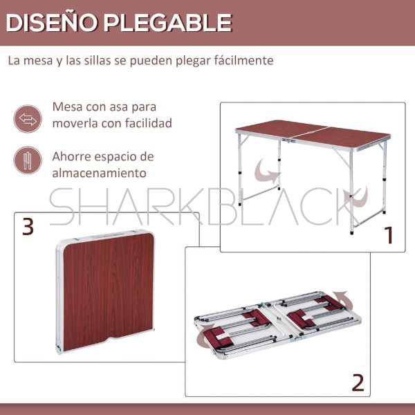 Mesa Maleta de Aluminio 4 Taburete Plegable Portátil | AZUL - Imagen 6