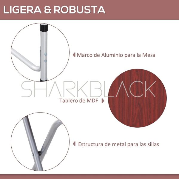 Mesa Maleta de Aluminio 4 Taburete Plegable Portátil | AZUL - Imagen 7