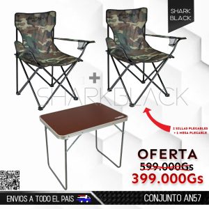 CONJUNTO AN57 | 2 SILLAS PLEGABLES | 1 MESA PLEGABLE