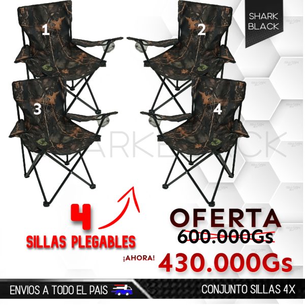 Oferta Exclusiva! Conjunto de 4 Sillas Plegables