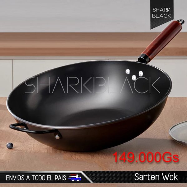 Sartén Wok de Hierro - 35cm de Diámetro x 10cm de Profundidad
