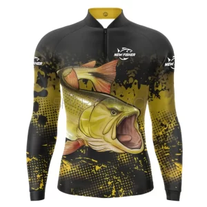 Remera para pesca con protección solar color dorado con secado rápido
