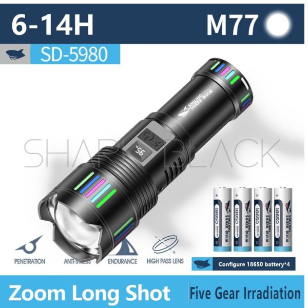 LINTERNA SHARK M77 USB 12.000LMS W-5980 - Imagen 2