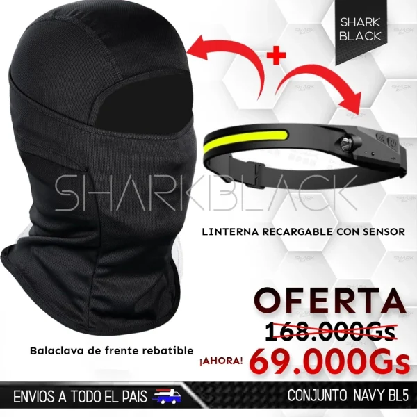 Conjunto Navy BL3 – Linterna Frontal 445 + Balaclava Rebatible