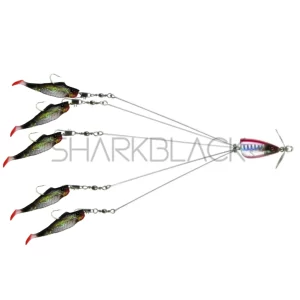 Señuelo Cardumen con Hélice y Cola Roja – Sistema de Atractivo Múltiple para Pesca