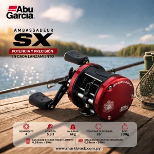 Reel Abu Garcia Ambassadeur SX 5600 derecho perfil redondo negro
