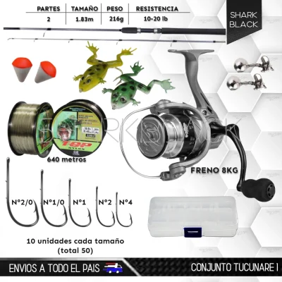 Conjunto de Pesca Tucunare I – Kit Completo con Vara TU-602M y Molinete Tucuna 2000