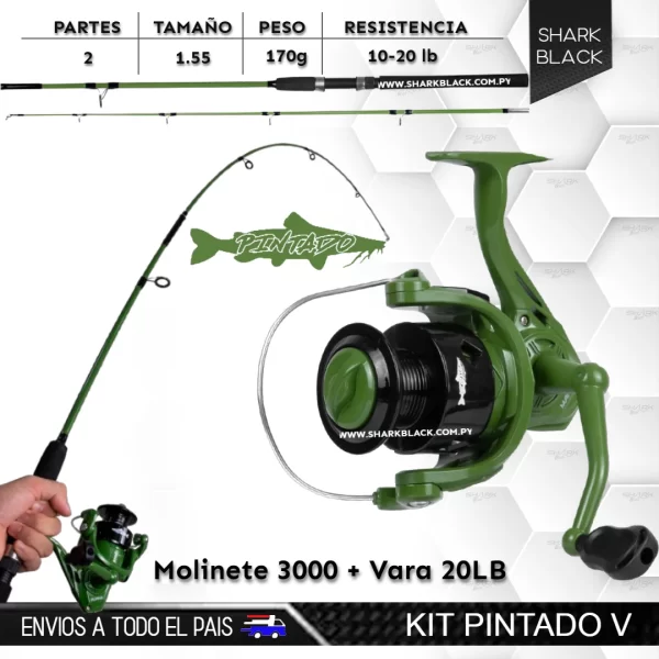 Kit Pintado V – Molinete 3000 + Vara de 1.55 m (10-20 lb)