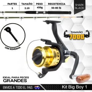 Kit de Pesca Pesada Sahara 2101 + Molinete Aesthetic 7000
