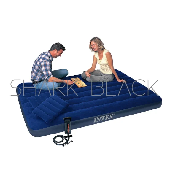 Colchón Inflable Intex 64765 Dura-Beam Queen 152x203x25 cm con Inflador y Almohadas