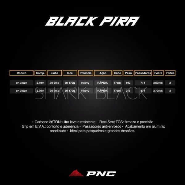 Vara BLACK PIRA - para pesca de 60 libras - Imagen 2