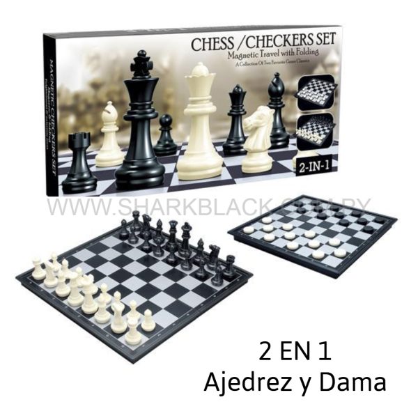 Set de Ajedrez y Damas 2 en 1 – Magnético y Plegable