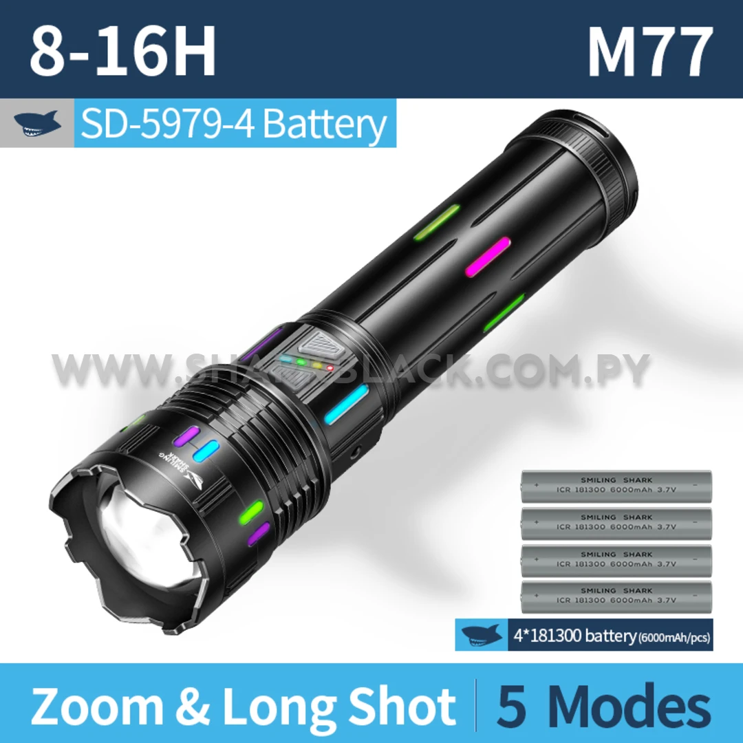 Linterna Shark M77 USB 8.400 lúmenes SD-5979-4 Recargable
