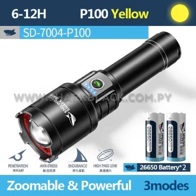 Linterna Shark P100 USB 12.000 Lúmenes SD-7004 Recargable