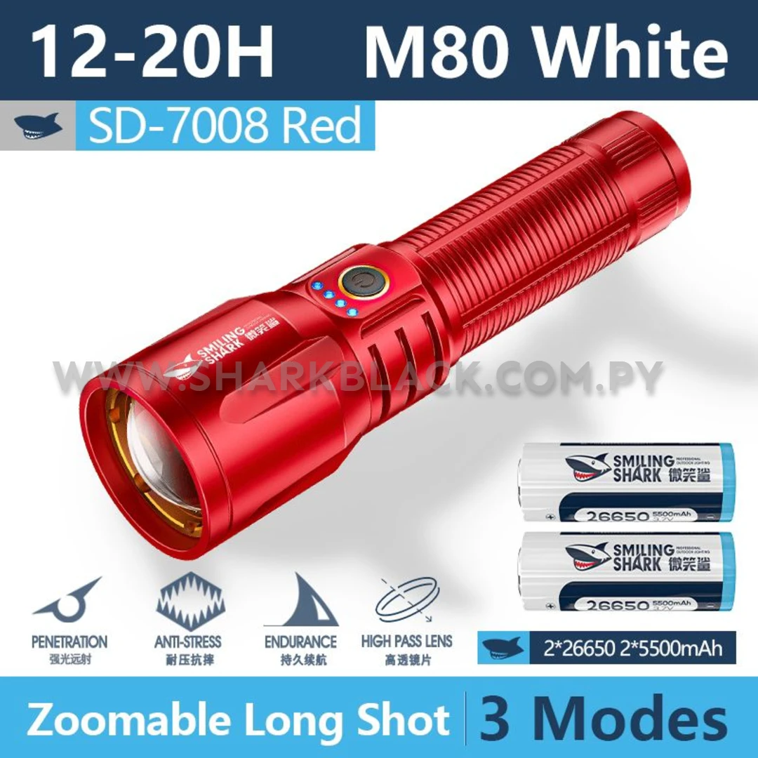 Linterna Shark M80 USB 9.000 lúmenes SD-7008RED