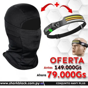 Conjunto Navy Plus – Pasamontañas + Linterna Frontal Recargable
