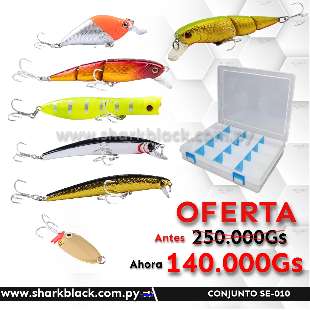 Conjunto de Señuelos de Pesca SE-010 con Caja Organizadora