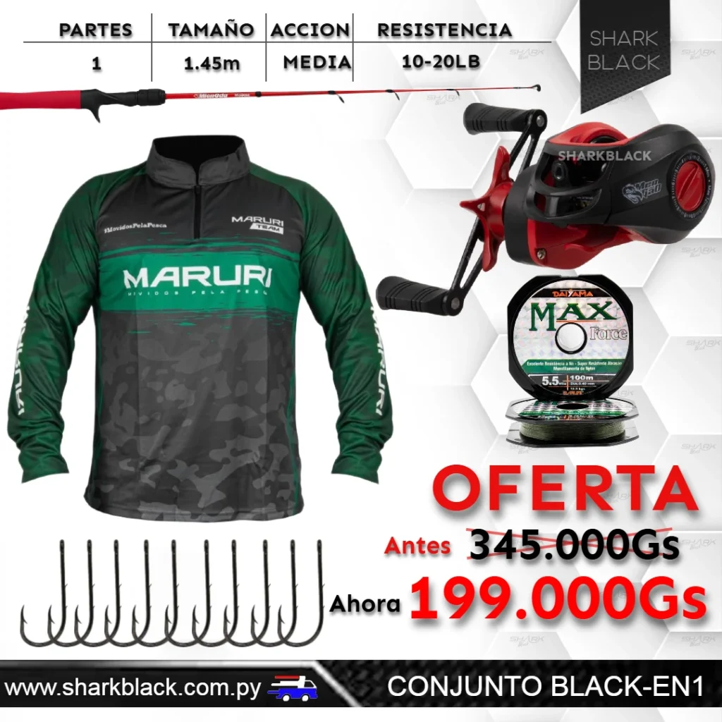 Combo de Pesca Black EN1 – Vara + Reel + Accesorios