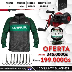 Combo de Pesca Black EN1 – Vara + Reel + Accesorios