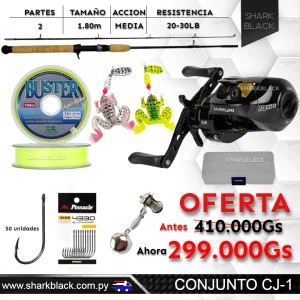 Conjunto de Pesca CJ-1 – Combo Completo Big Game  Reel 8.5kg / Vara 20-30Lb