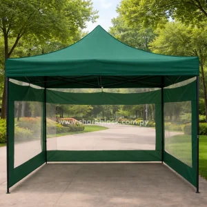 Toldo Plegable 3x3m Verde Profesional con Laterales y Ventanas Transparentes | Uso Intensivo Exterior