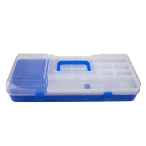 Caja Métrica Azul 18 divisiones con bandeja y alça 45x17x9 cm
