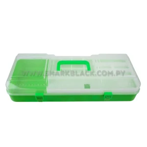 Caja Métrica Verde 18 divisiones con bandeja y alça 45x17x9 cm