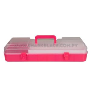 Caja Métrica Rosa 18 divisiones con bandeja y alça 45x17x9 cm
