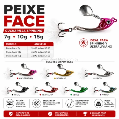 Señuelo Jig Spinner Kawana Peixe Face 7g, 10g y 15g – Vibración y Destellos para Predadores