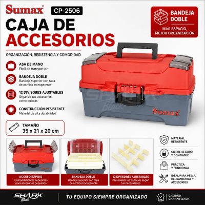 Caja Plástica Sumax CP-2506 para Pesca 35 x 21 x 20 cm