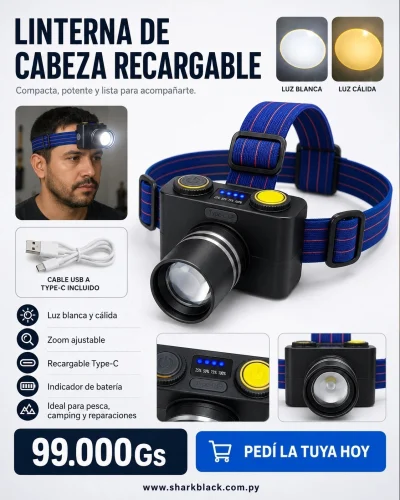 LINTERNA DE CABEZA RECARGABLE