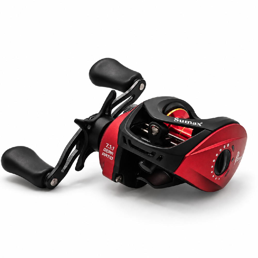 Reel Sumax Atenas DC 9000 Rojo – Perfil Bajo, 9 Rulemanes, 7.1:1 - Imagen 3