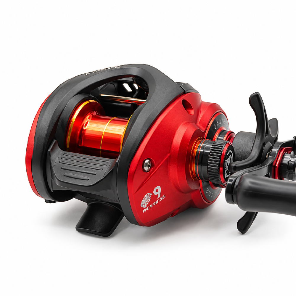 Reel Sumax Atenas DC 9000 Rojo – Perfil Bajo, 9 Rulemanes, 7.1:1 - Imagen 2