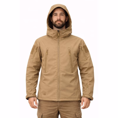 Chaqueta Táctica Beige para Hombre – Softshell Impermeable con Forro Polar