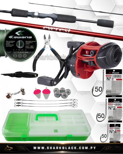 Combo de Pesca Completo Kawana 6000 + Vara Everest – Kit Full con Caja y Accesorios