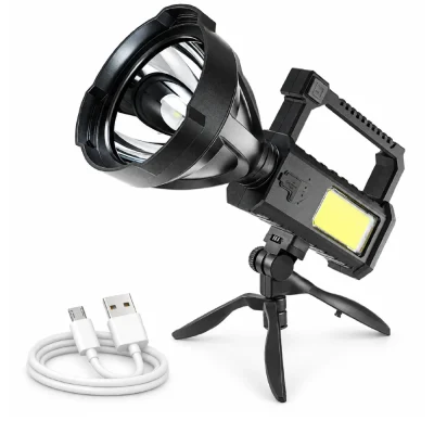 Linterna Recargable de Largo Alcance L-832 – Más de 300 m, Luz COB y Pedestal