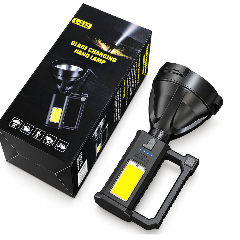 Linterna Recargable de Largo Alcance L-832 – Más de 300 m, Luz COB y Pedestal - Imagen 5