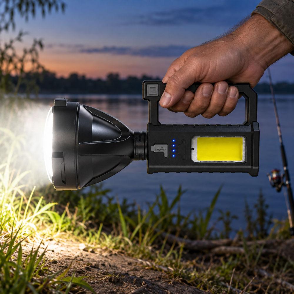 Linterna Recargable de Largo Alcance L-832 – Más de 300 m, Luz COB y Pedestal - Imagen 3