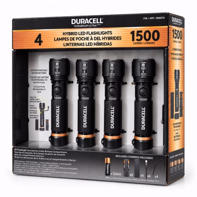 Pack x4 Linternas Duracell Durabeam Ultra 1500 Lúmenes Recargables USB-C