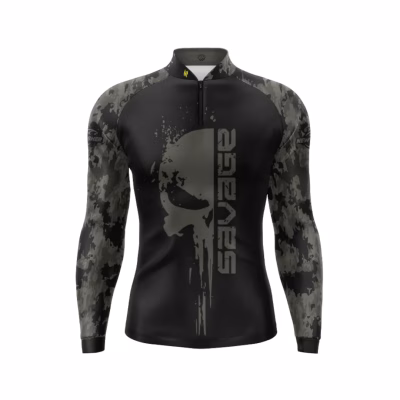 Remera de Pesca Savage New Fisher – Manga Larga UV50+ con Puño y Cuello Cura