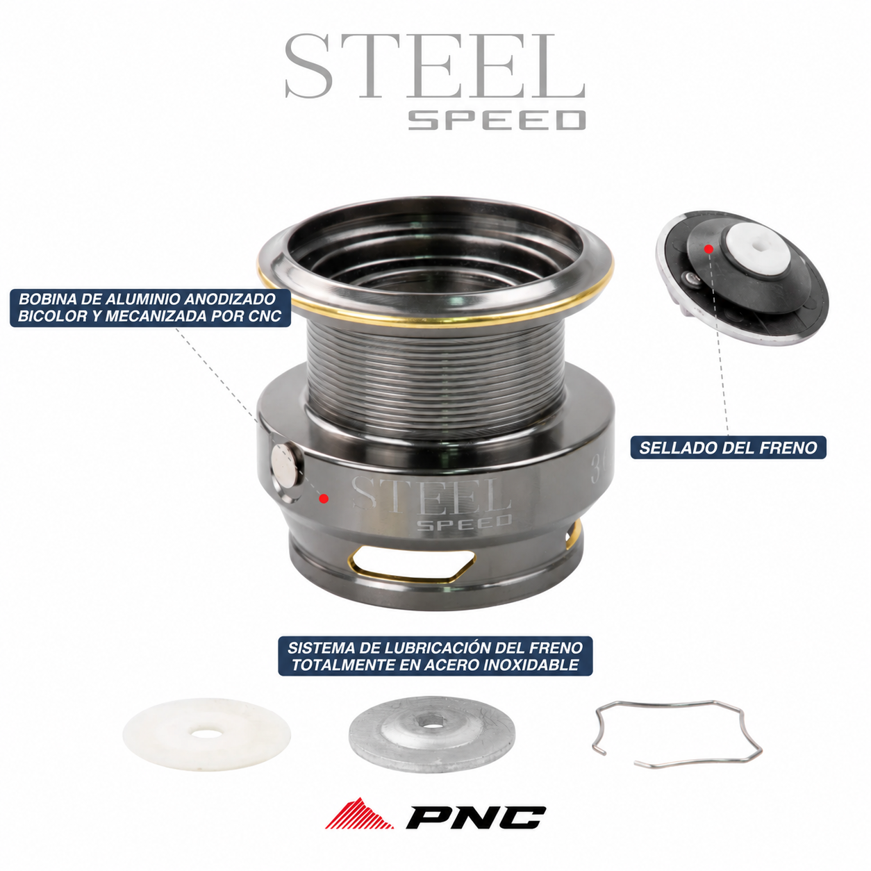 Reel Frontal Pinnacle Steel Speed – 10 Rulemanes Inox, 6.1:1 - Imagen 6