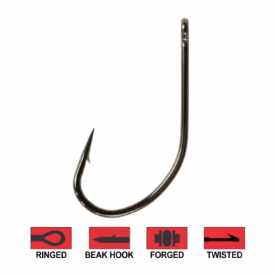 Anzuelo Sumax con ojal de acero belga forjado, pack de 25 piezas, con íconos de ojal, beak hook, forjado y twisted