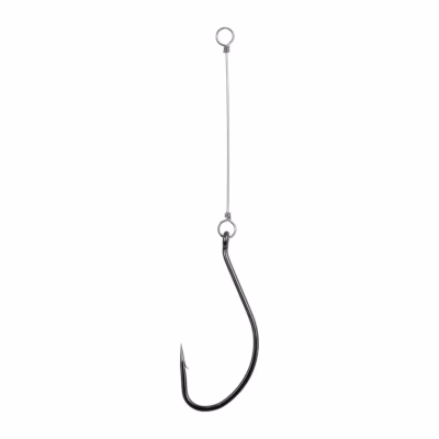 Anzuelo Sumax Maruseigo Black con líder de acero inoxidable y anillos en los extremos