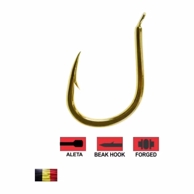 Anzuelos jigging Sumax dorados de acero belga, forjados y con paleta, pack de 10 unidades