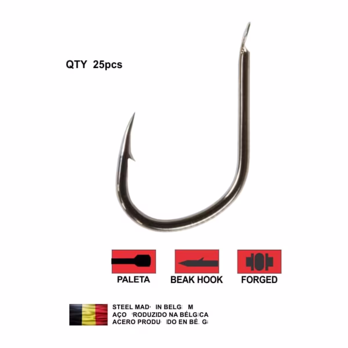 Anzuelos Sumax paleta de acero belga, beak hook y forjado, pack de 25 unidades