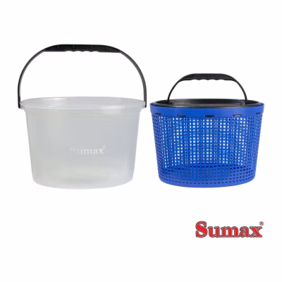 Balde para carnada viva Sumax de 5 litros con tapa, asa reforzada y cesto interno tipo colador