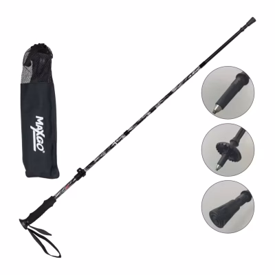 Bastón de trekking plegable MaxGo de aluminio con empuñadura EVA, correa y funda de transporte